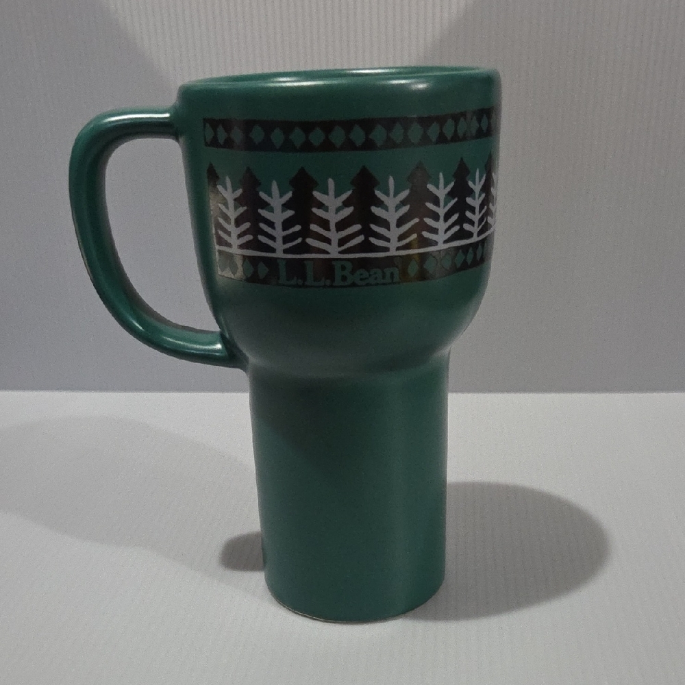 L.L. Bean Forest Green Mug with Tree Design
